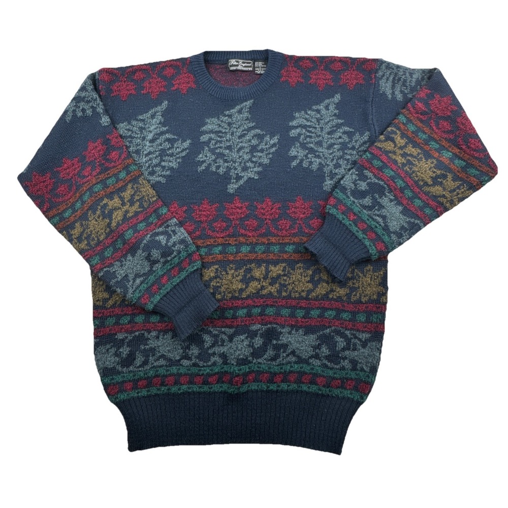 Vintage Peter England‎ Mens Grandpa Sweater Size Large Wool Blend Geometric
